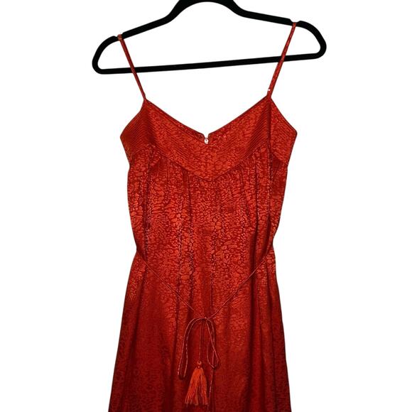 Saylor Red Orange Jacquard Jumpsuit Spaghetti Strap‎ Wide Leg XS Formal Wedding - Picture 3 of 12